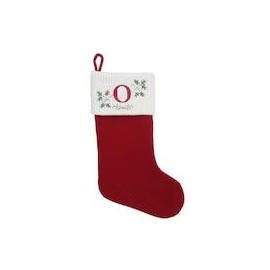 St. Nicholas Square Monogrammed O Ivy Cross-Stitched Christmas Stocking - 21 inch