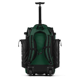 Boombah Catchers Superpack Hybrid Rolling Bat Bag - Black/Dark Green - Wheeled & Backpack Version