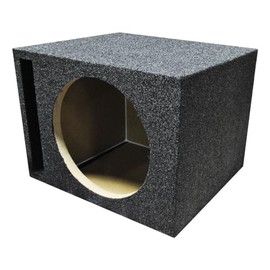 Q Power 15 Inch Heavy-Duty Single Vented Carpet Covered Durable Car Audio Vehicle Subwoofer Enclosure Woofer Box, Charcoal Gray