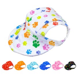 PET SHOW Dog Baseball Cap Dog Paw Print Peaked Cap Pet Sun Hats with Ear Holes Sport Hat for Small Mediumv Doggies Adjustable Drawstring Puppies Cats Visor Hat Girls Boys White/M