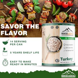 Mountain Essentials Canned Meat Sampler Pack 28 Oz Chicken, Turkey, Pork, Beef, Ground Beef Fully Cooked Ready to Eat Canned Meat Perfect for Camping or Home Meals Emergency Food 1 Can For Each