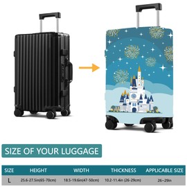 CREATCABIN Castle Fireworks Luggage Protective Cover Blue Suitcase Cover Trunk Protector With Zipper Scratch Resistant Suitcase Protection Washable Reusable for Travel Fit 26-29 Inch Luggage