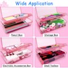 Nuozme Double Layer Large Capacity Pencil Box,Plastic Translucent Pencil Box,