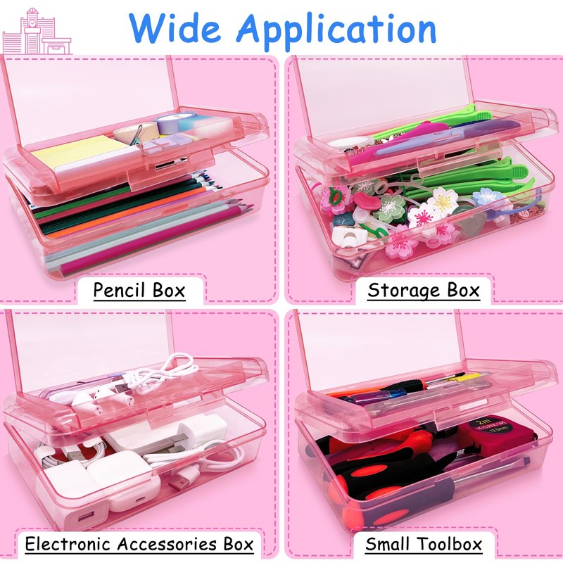 Nuozme Double Layer Large Capacity Pencil Box,Plastic Translucent Pencil Box,