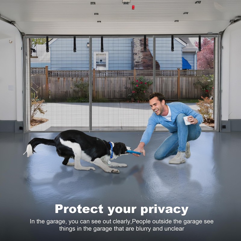 LIAMST Privacy Garage Door Screen Blackout for 2 Car Garage-16x8FT
