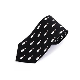 Parquet Novelty Necktie for Men. Fun and Patterned Plain Bowling Design Print Sports Novelty Tie - Black and WhiteParquet Novelty Necktie for Men. Fun and Patterned Plain Bowling Design Print Sports N