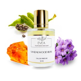 EVEA - Eau de Parfum - Sandalwood Bliss - Inspired by Le Lab.o Santal' 33 - Luxury, Paraben Free, Vegan Fragrance Unisex - 50ml Spray | 1.7 fl. oz