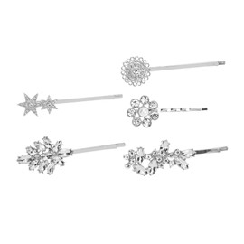 PACKOVE 5Pcs Rhinestone Flower Star Hair Clips Set for Women Elegant Pearl Hairpins Leaf Design Stylish Accessories for Daily Wear and Special Occasions