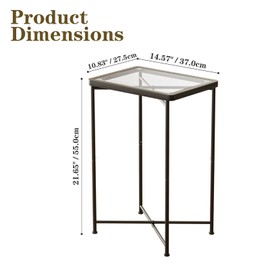 Garden 4 you Small Side Table, Glass End Table Set of 2, Black Outdoor Side Table with Metal Frame, Mini Bedside Table for Living Room, Bedroom, Patio, Small Space, 2pcs