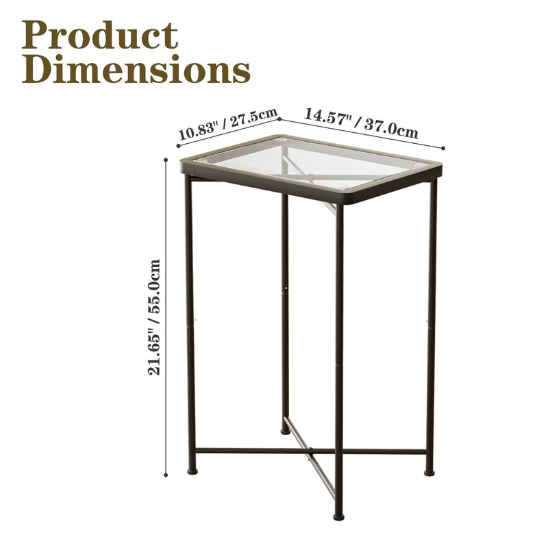 Garden 4 you Small Side Table, Glass End Table Set