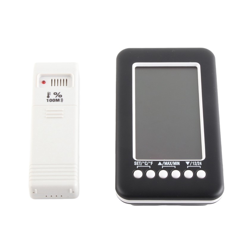 CJ3316RF 4in Thermometer with Clock Function Indoor Outdoor Digital Wireless