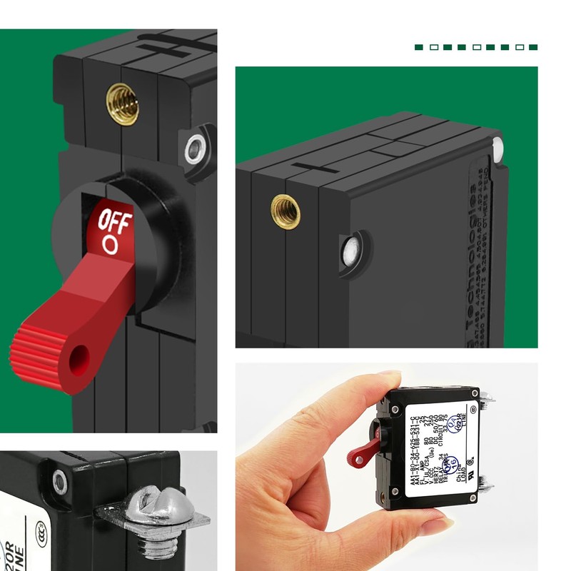 A-Series 25A Boat Circuit Breaker Magnetic with Red Toggle AC/DC