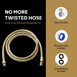 Purrfectzone Universal 72" Extra Long Shower Replacement Hose, Leak Proof Stainless Steel Shower Hose, Kink-free Anti-twisting design, Gold