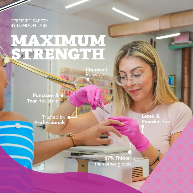 London Labs 4 Mil – Fuchsia Pink Nitrile Gloves –