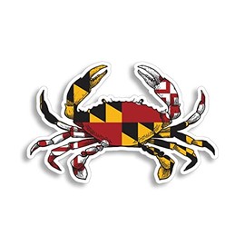 Maryland Crab Sticker 6" x 3.75" in - MD State Flag Decal - for Car, Truck, Window, Laptop, Bumper, Luggage, Water Bottle, Waterproof Sticker