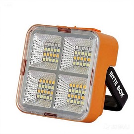 Solar Rechargeable Multifunctional Searchlight, Outdoor Portable LED Light Handle, Portable Emergency Light, Suitable for Camping, Tourism:_Orange(1Pc)