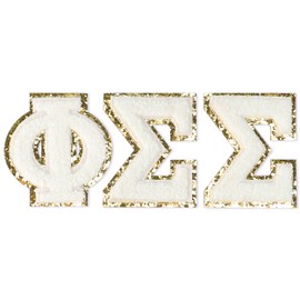 Sorority Shop Phi Sigma Sigma Chenille Letter Stickers - Adhesive Back, Set of 3 Greek Letters