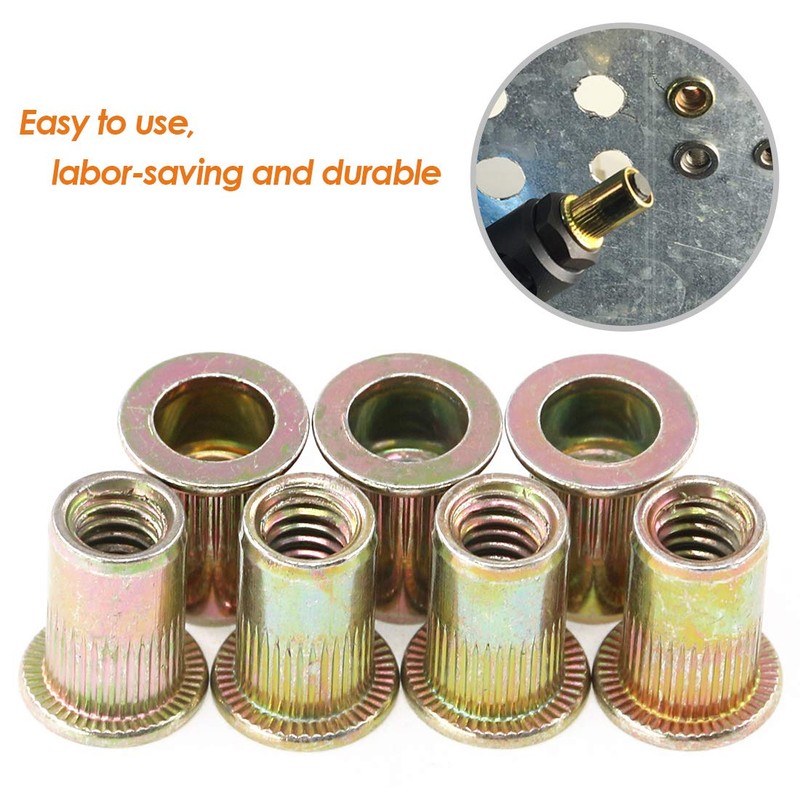 Rustark 100-Pcs 1/4"-20UNC Mixed Zinc Plated Carbon Steel Rivet Nuts