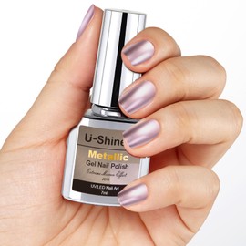 U-Shinein Metallic Nail Polish, Mirror Nail Polish, 7ml Upgrade Chrome Nail Polish Mirror, Long-Lasting Mirror Shine Effect, Gel Polish for Home Salon DIY Nail Art 73006