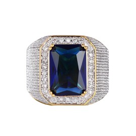 Viyuroyk 925 sterling silver Square Gemstone CZ Diamond Eternal engagement Cubic Zirconia Rings Diamond Rings for Women Jewelry Findings Earring Backs Findings (US Code 7, sapphire)