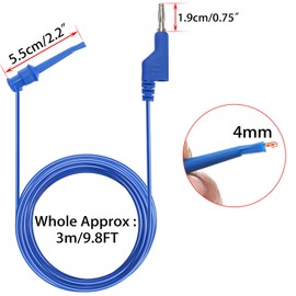 IGNPION Pack of 5 4 mm Test Cable Banana Plug with Mini Grabber Test Hook for Multimeter Length of 3 m, P1045