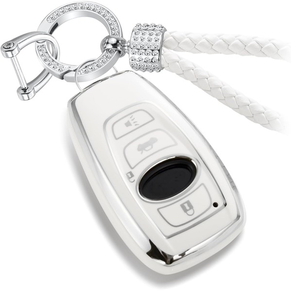 CTRINEWS for Subaru Key Fob Cover with Metal Braided Keychain,