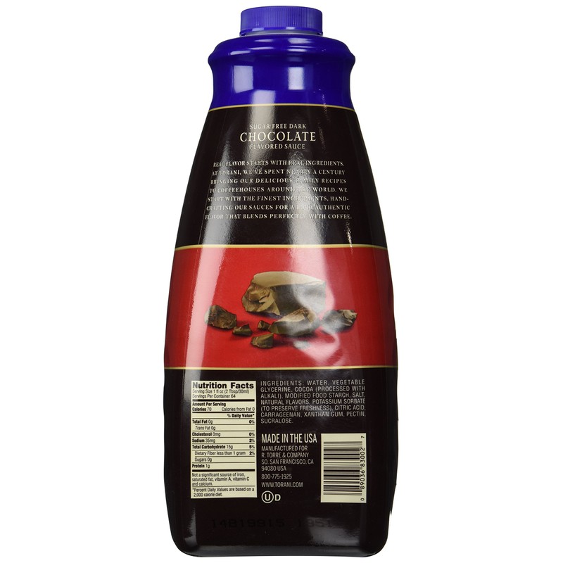 Torani Sugar Free Sauce, Chocolate, 64 Fl Oz