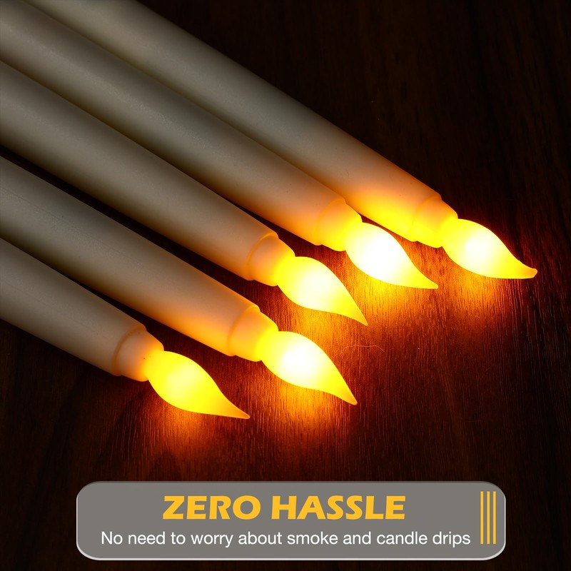 Tuanse 24 Pack Christmas Flameless Flicker Taper Candles with Remote