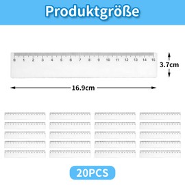 Ruler 15 cm, Pack of 20 Transparent Rulers for Primary School, Office and Home, Ruler Set for Precise Measurement, Drawing and Crafts, 15 cm Flexible Plastic Rulers