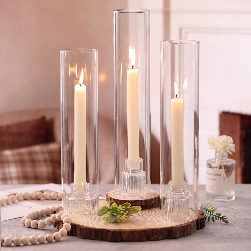 NITIME 9 Set Hurricane Glass Candle Holders for Taper Candles,