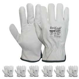 Ruvigrab - Pack of 6 Pairs - Leather Work Gloves, Gardening Gloves, Leather Gloves, Work Gloves for Men and Women