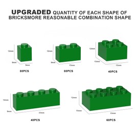 300 Pcs Classic Building Bricks, Green Bulk Bricks, Compatible With All Major Brand Parts and Pieces, Creative Building Block Toys for Boys Girls Ages 6 7 8 9 10 Years Old (Green)