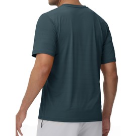 TACVASEN Men's Athletic Shirts Quick Dry Lightweight Running Short Sleeve Tops Breathable Gym Workout Activewear Dark Green M