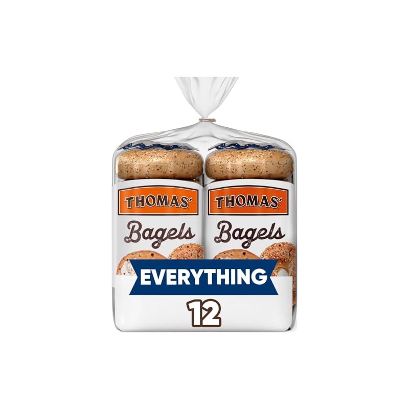 Thomas' Everything Bagels, 12 Count, 10g Protein per Bagel, 40