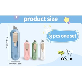 Box Cutter,Retractable Box Opener, Package Opener, Easy Slide Retractable Cute Box Cutter for opening daily express boxes, envelopes, packages, paper tapes and more (8)