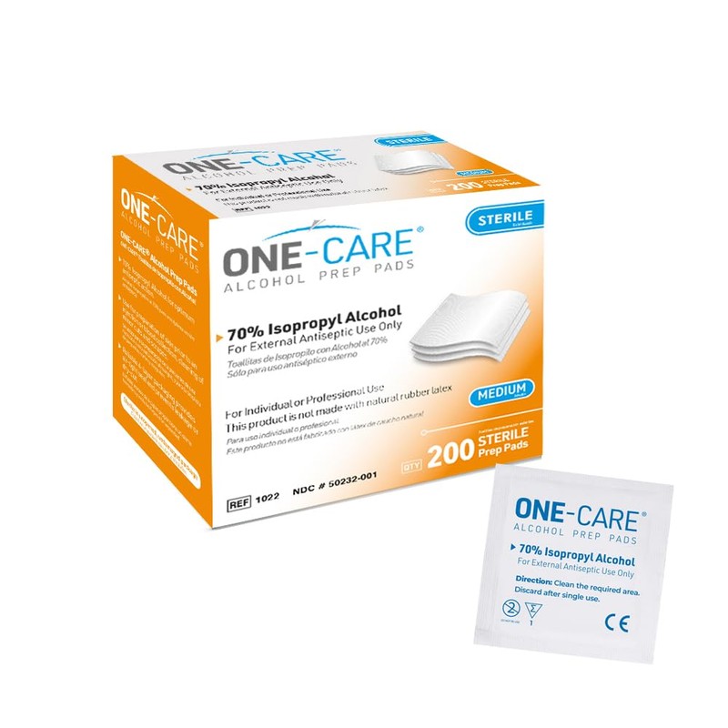 ONE-CARE Prep Pads Medium, Box of 200 wipes