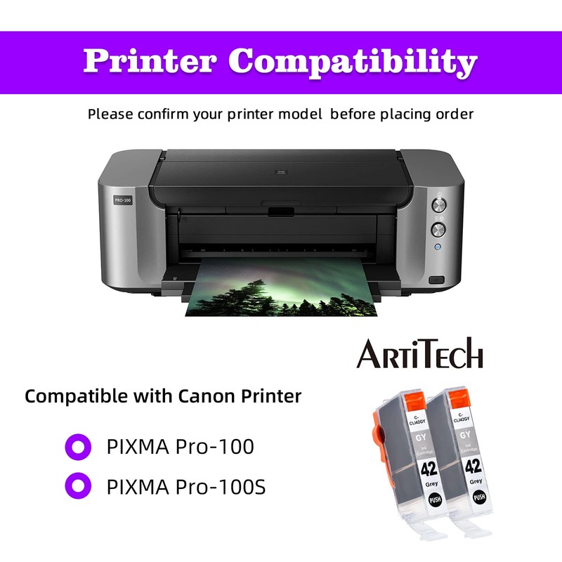 ARTITECH CLI-42 GY Pixma Pro-100 Compatible Ink Cartridges Replacement for
