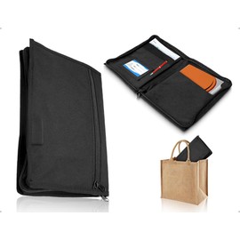AOYEGIC Vehicle Folder Document Folder A5, Portable Manual, Vehicle Document Case, File Organiser with Multiple Compartments, Used for Cards, Checks, Bills, Car Accessories (Black)