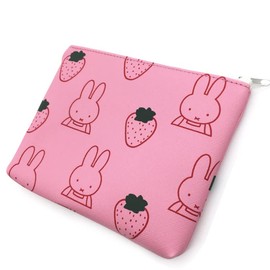 Square Miffy Flat Pouch, Pink 050308 MIFFY STRAWBERRY Dick Bruna, Trinket Case, Cosmetic Pouch, Organization Storage, Pink