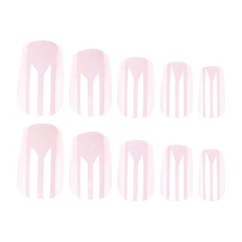 MERVF Square Press on Nails Medium Fake Nails Light Pink Chrome Glue on Nails Press ons with Solid Color Design Squoval Acrylic Nails Glossy 24pcs