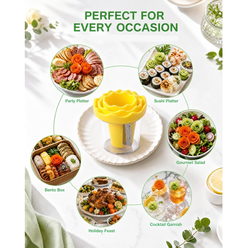 Spiral Vegetable Fruit Slicer Cutter, Flower Salad Decorating Maker
