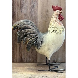 Generic Rooster Farmhouse Style Decor Standing Figurine, 11 x 9 inches, Beige/Red