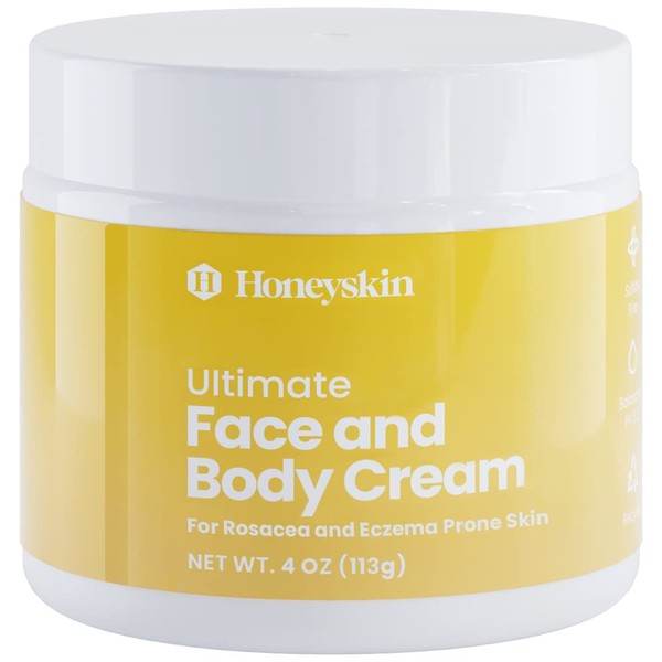Hydrating Face Moisturizer & Body Cream with Manuka Honey Cream - Organic Face Moisturizer & Body Lotion for Extremely Dry Skin - For Dry & Itchy Skin, Rosacea & Eczema Prone Skin (Original, 4oz)