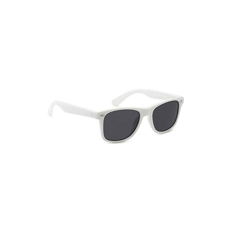 My Shades - Retro 80's Classic Rectangle Sunglasses (White, Smoke)
