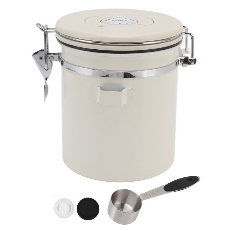 Airtight Coffee Canister 304 Stainless Steel Valve with Scoop for