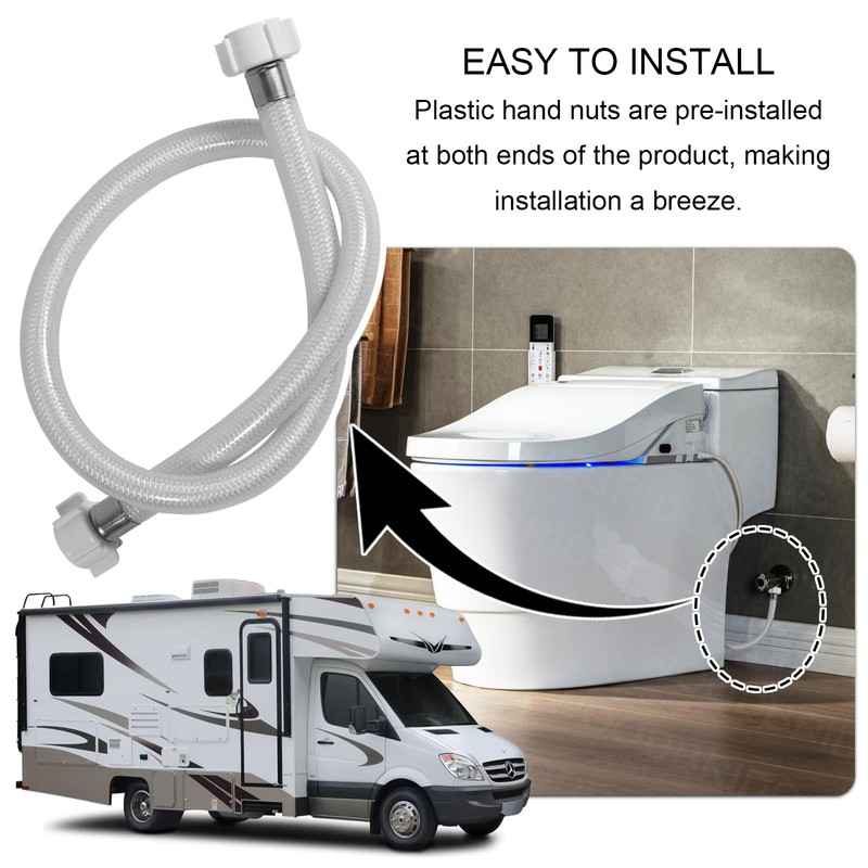 30 Inch PVC Water RV Toilet Supply Line, Faucet Supply