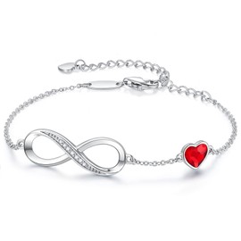 LOUISA SECRET Infinity Bracelet for Women, Sterling Silver 925 Bracelets for Womens Adjustable with Infinity Heart, Jewellery for Women, Wedding Anniversary Birthday Gifts for Wife Her Girls