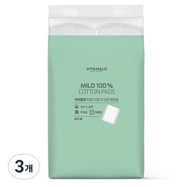 Vitahalo mild cotton pads, 3 pieces, 400 pieces / 비타할로 마일드 화장솜, 3개, 400개입