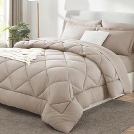 CozyLux Queen Comforter Set with Sheets 7 Pieces Bed in a Bag Linen All Season Bedding Sets with Comforter, Pillow Shams, Flat Sheet, Fitted Sheet and Pillowcases