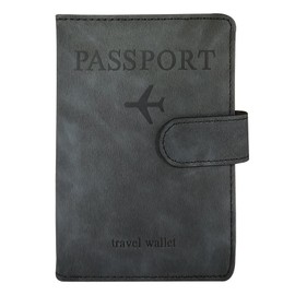 Passport Holder Cover, Travel Wallet with RFID Blocking, Case Organiser for Men&Women Soft PU Leather Travel Accessories for Credit Cards Boarding Passes (Grey)